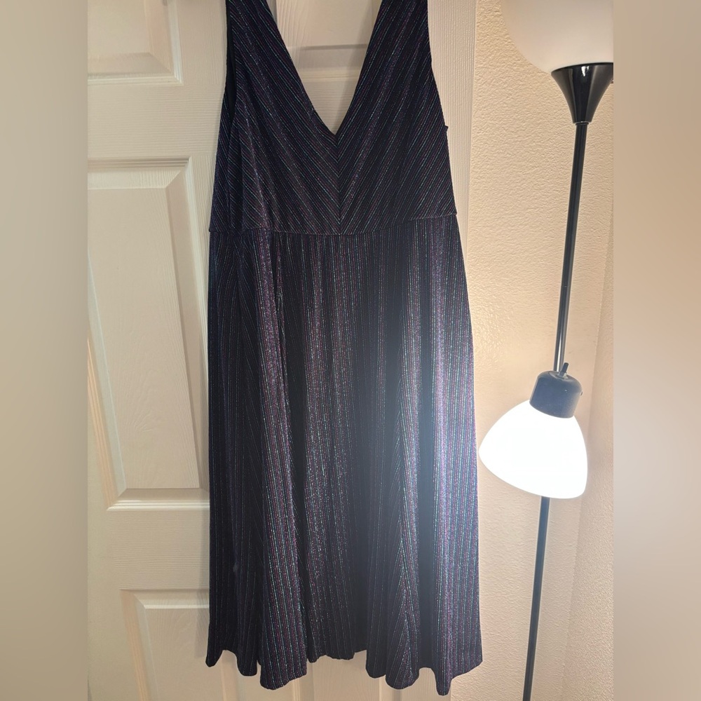Torrid Black and Purple Striped Midi Dress